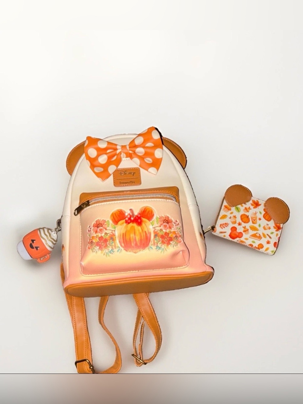 Loungefly Disney MinnieMouse Pumpkin Backpack/Wallet Bundle w/BBW Pumpkin Holder